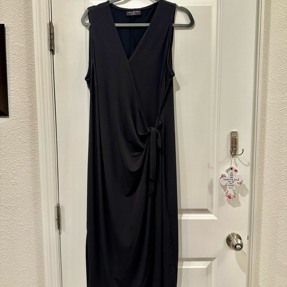 Ann Taylor Black Wrap Midi Dress